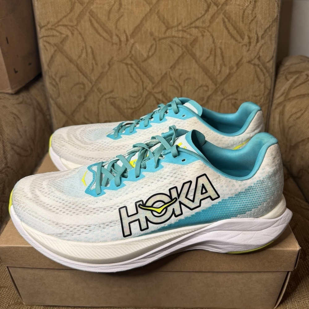 Size 13 D- Hoka One One HOKA Mach X White Blue Glass Men Shoes